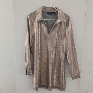 Attitudes by Renee Shiny Gold Blouse